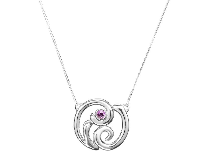 Simple Amethyst Necklace, February Birthstone Pendant, 14k White Gold Necklace
