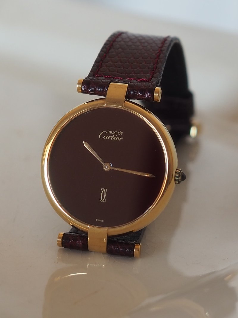 Cartier Must de Vendome LM カルティエ マスト ヴァンドーム ガーネット ユニセックス ヴィンテージ - 男錶/中性錶 - 純銀 金色