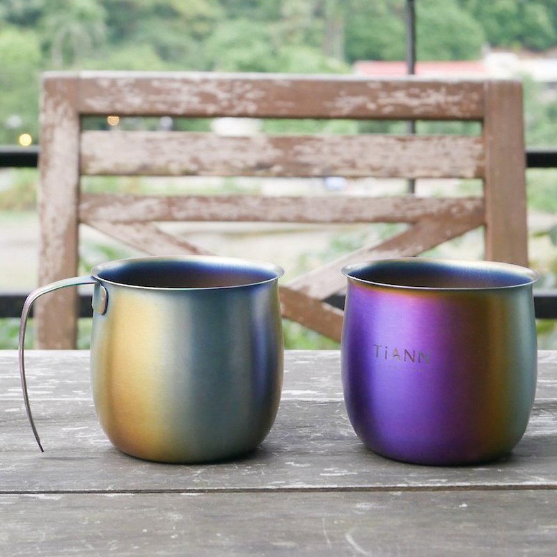 Pure Titanium Single-layer Cup (two cups) - Cups - Other Metals Multicolor