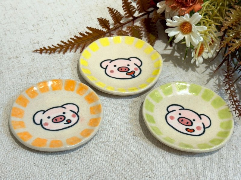 皮皮豬手繪盤 - 盤子/餐盤/盤架 - 陶 多色