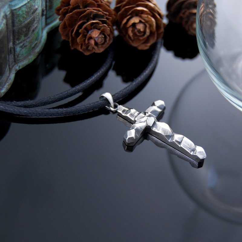 Peace Cross-Rock (Silver Necklace) - Necklaces - Sterling Silver 