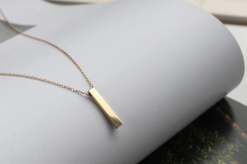 14K Stereoscopic Stick Necklace(Small Size) 立體長條項鍊(S) - 項鍊 - 貴金屬 金色