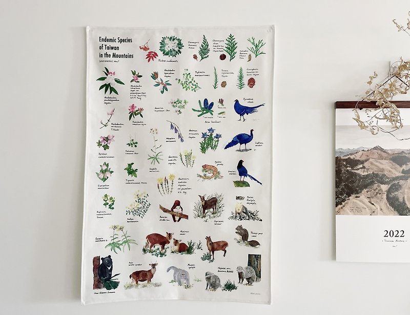 Taiwan Mountain Forest Cloth - A Guide to Taiwan's Endemic Animals and Plants - Posters - Cotton & Hemp Green