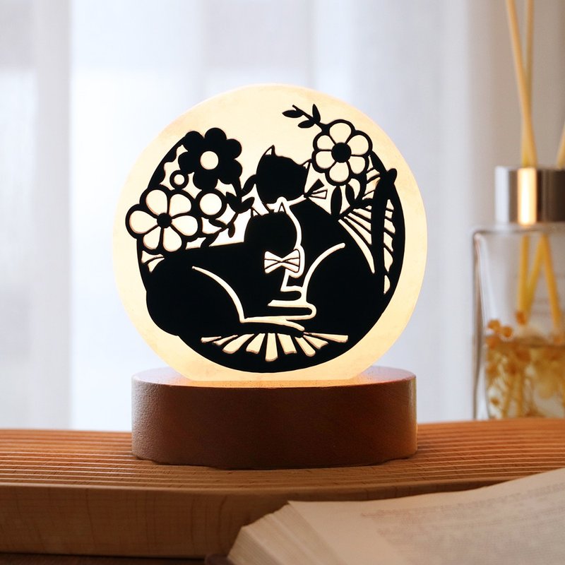 幸福微光  I 小剪影 I 白鹽款  l 鹽燈 l 貓系列 l 擺飾 夜燈 - 擺飾/家飾品 - 玉石 