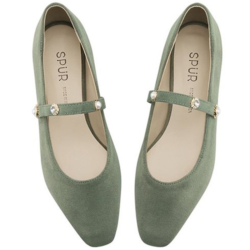 SPUR Pearl jewel maryjanes Flats OF9036 OLIVE - Women's Leather Shoes - Other Materials 
