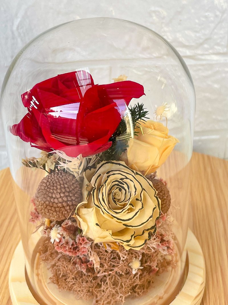 Glass flower cup/small fragrant rose/Christmas glass cup - Dried Flowers & Bouquets - Glass Red