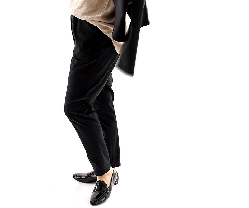 Velveteen Joppers pants · waist rubber · belt loop · with pocket / black bo1-22 - 女長褲 - 其他材質 黑色