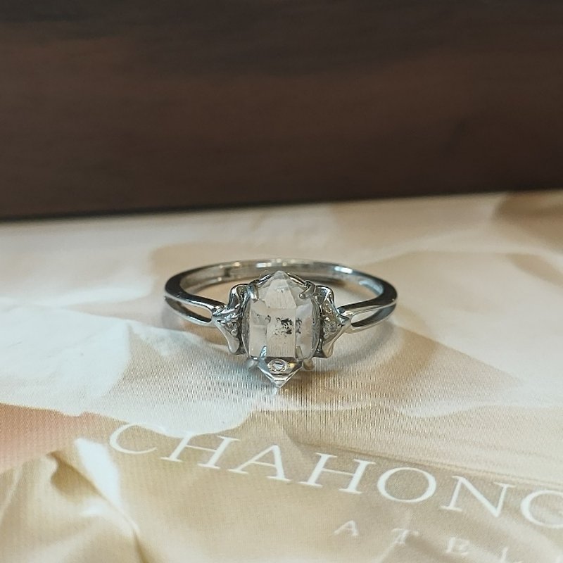 Le Bonheur 閃靈鑽原石純銀戒指 開口可調節(情人節 生日禮物) - 戒指 - 半寶石 