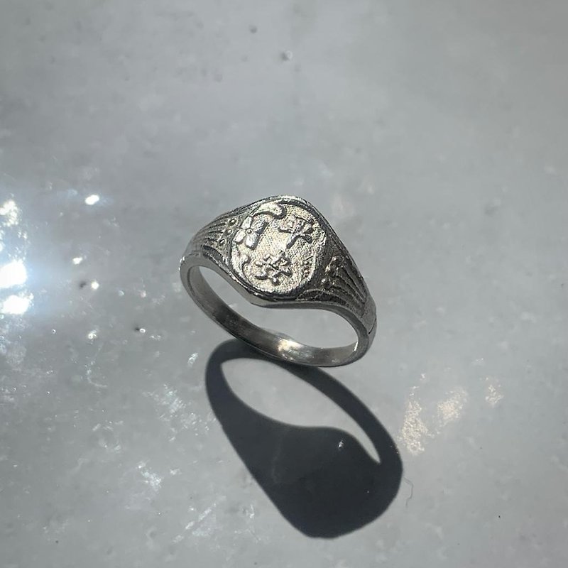 香港精神復古手工戒指 925銀 平安 - 戒指 - 銀 銀色