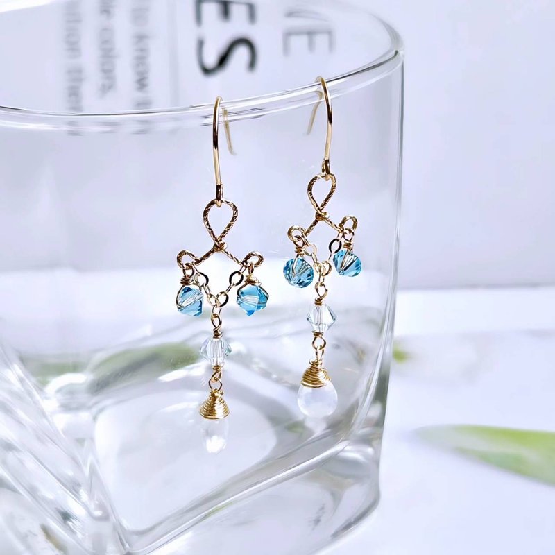 Baroque Series Moonstone Swarovski Crystal American 14k Gold Filled Earrings | Handmade to order - Earrings & Clip-ons - Crystal 