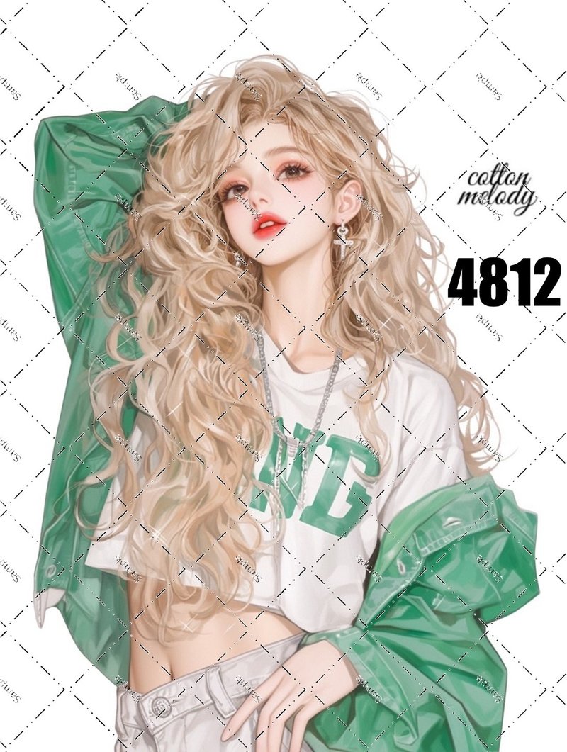 original sticker no.4812 人物ステッカー オリジナルステッカー オリジナル人物ステッカー 装飾ステッカー cotton melody - 貼紙 - 紙 