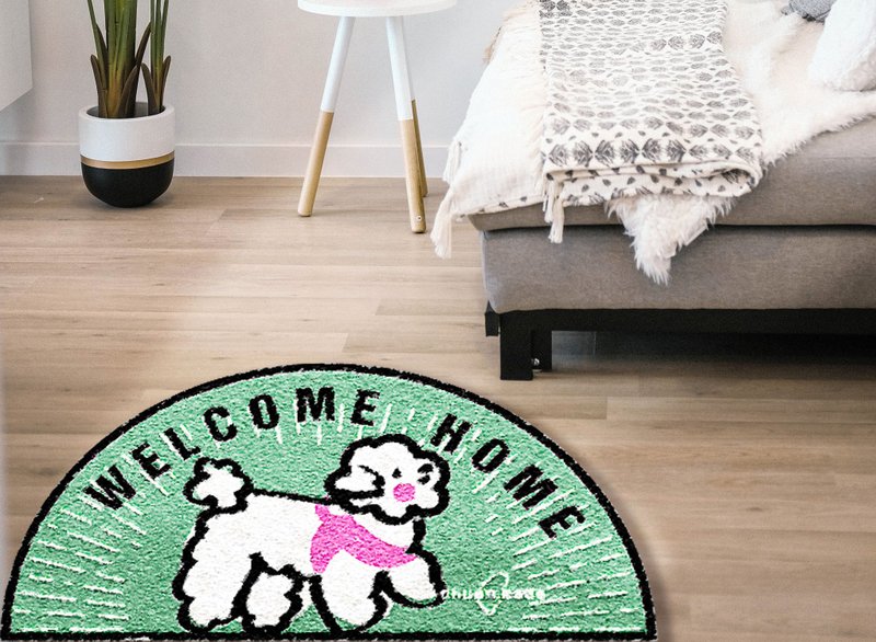 Original illustration pet fur child like face painted floor mat carpet customized Maltese dog - พรมปูพื้น - วัสดุอื่นๆ 