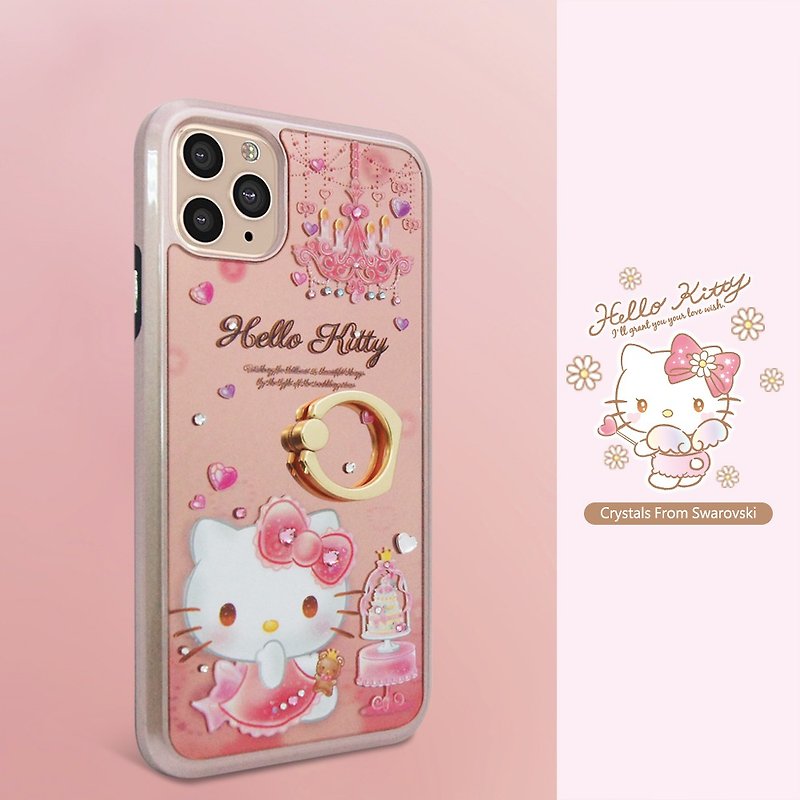 Sanrio iPhone 11 full range of crystal colored diamonds all-inclusive mirror dual-material phone case-Candlelight Kitty