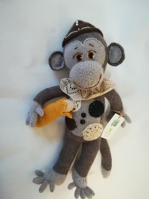 ビンテージ スタイルのバナナと猿のぬいぐるみ、ギフトとしての