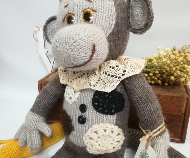 ビンテージ スタイルのバナナと猿のぬいぐるみ、ギフトとしての