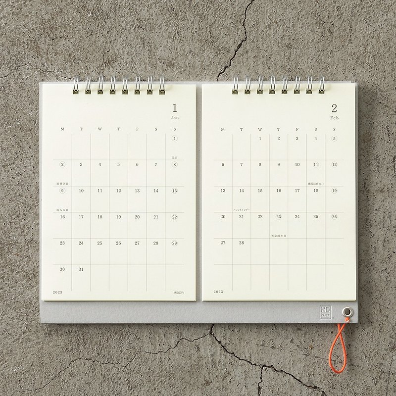 MIDORI 2023 MD 桌上型月曆 雙月款 - 月曆/年曆/日曆 - 紙 白色