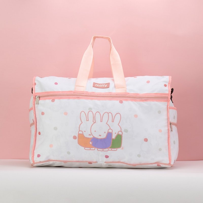 【Pinkoi x miffy】Stowable Foldable Travel Bag Duffy Bag-Pink - กระเป๋าเดินทาง/ผ้าคลุม - เส้นใยสังเคราะห์ สึชมพู