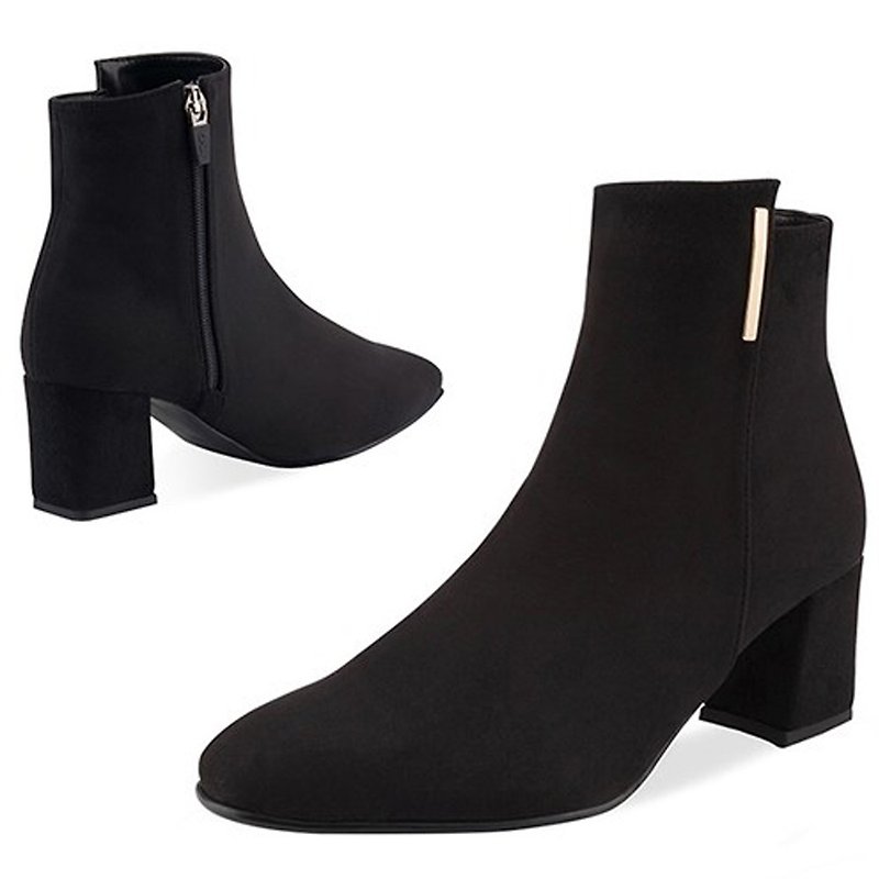 PRE-ORDER SPUR Gold tip boots OF9062 BLACK - รองเท้าบูทสั้นผู้หญิง - หนังเทียม สีดำ