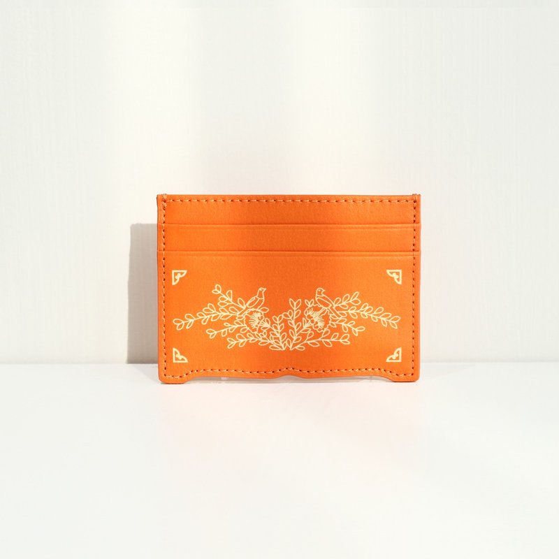Vegan eco-friendly Hanji Leather chrysanthemum 韓国 誕生日プレゼント Card Wallet Orange - 錢包/皮夾/長短夾 - 其他材質 綠色