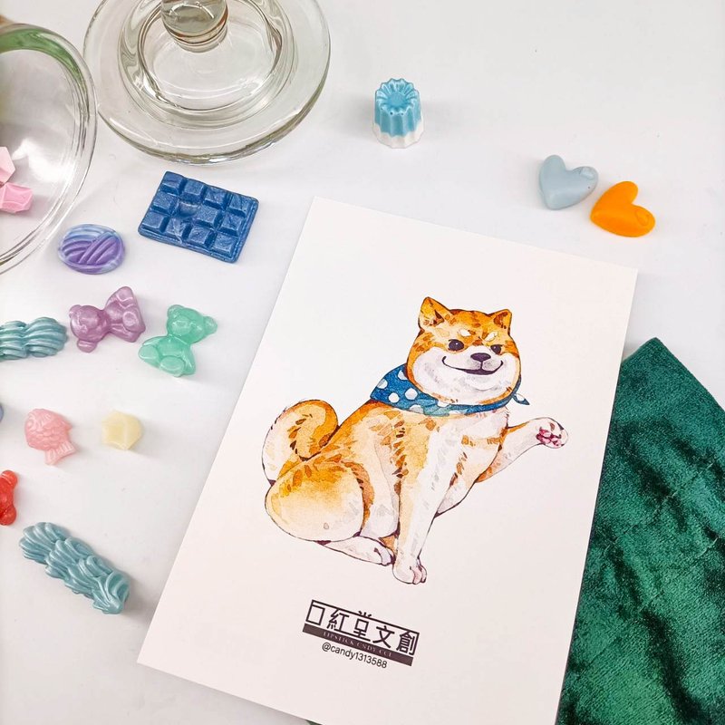 KR474_口紅堂明信片_柴犬15_candy1313588 postcard - 卡片/明信片 - 紙 多色
