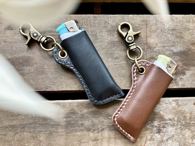 Lighter cover well stitched leather material bag keychain Italian leather vegetable tanned leather DIY Christmas