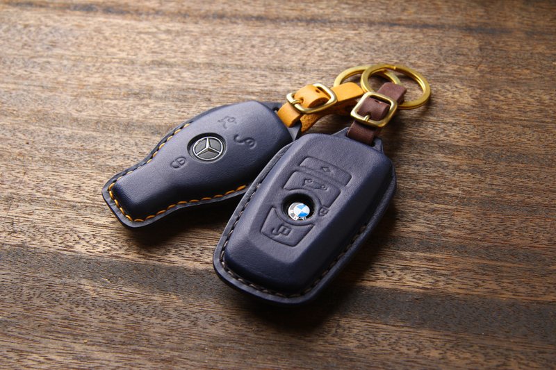 Tea Leather BMW BMW Car Key Leather Case F10 F20 F30 F31 E60 X3 X1 Customized - Keychains - Genuine Leather 