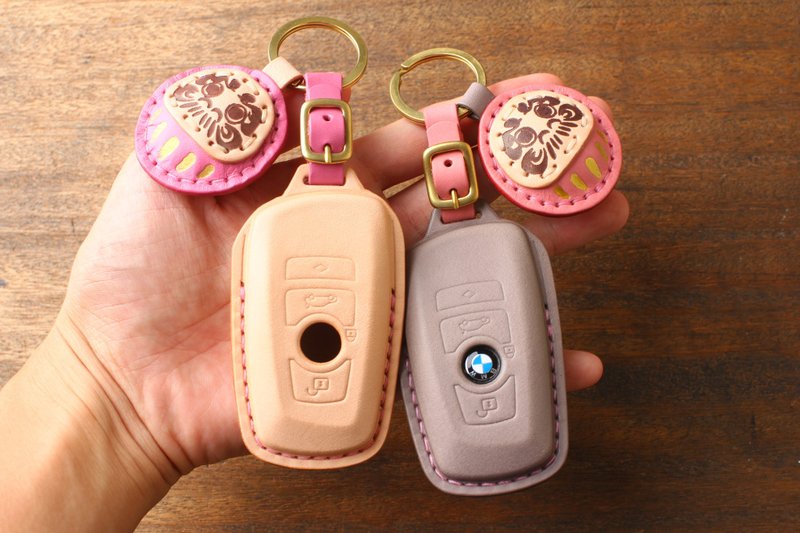 Tea Leather BMW BMW Car Key Leather Case F10 F20 F30 F31 E60 X3 X1 Customized - ที่ห้อยกุญแจ - หนังแท้ 