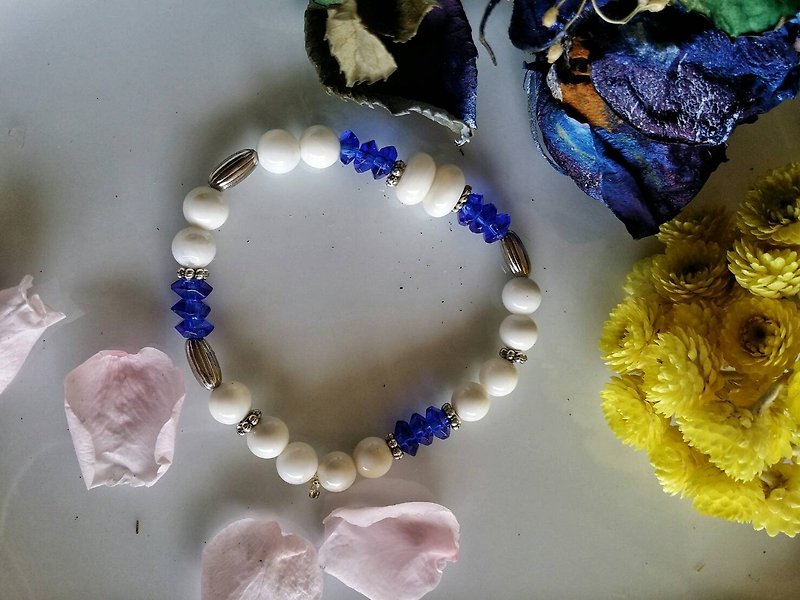 Valentine's Day [blue] hand-made X natural stone bracelet - Bracelets - Gemstone 