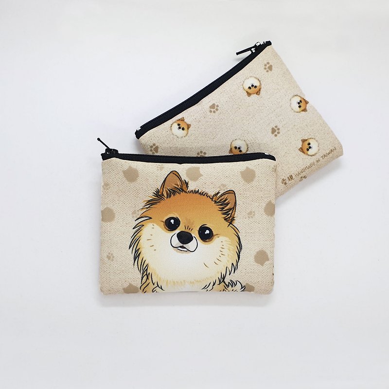 Pomeranian Brown/white simple storage coin purse universal storage bag - Pet Carriers - Other Man-Made Fibers Multicolor