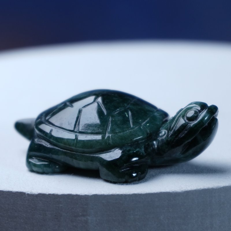 [Auspiciousness and Longevity] Floating Flower Jade Turtle | Natural Burmese Grade A Jadeite | Gifts - Charms - Jade Green