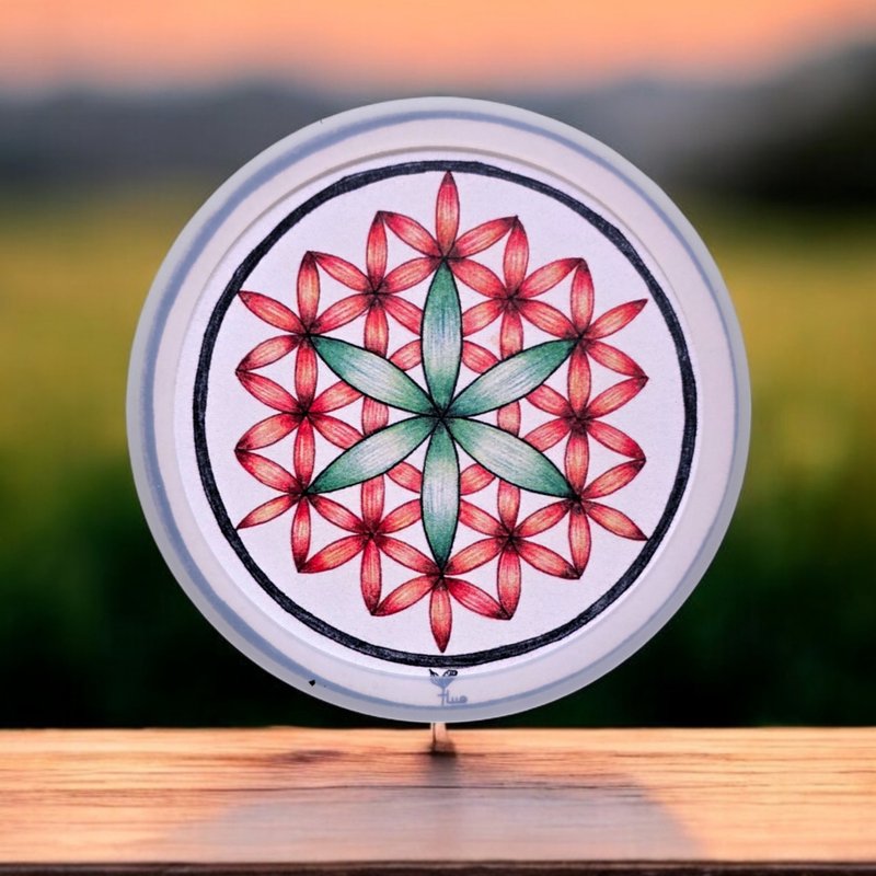 Double-sided ceramic coaster Flower of Life-Hope - ของวางตกแต่ง - ดินเผา 