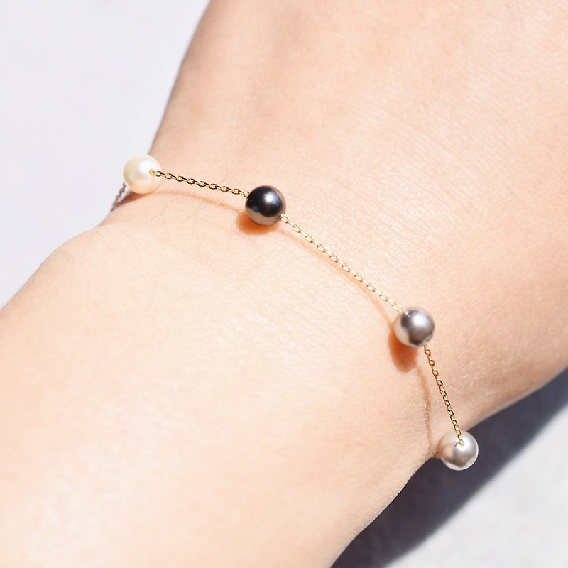 Black and white gray pearl bracelet is not available VISHI original US imports 14k gold Austrian artificial pearl temperament - Bracelets - Other Metals 