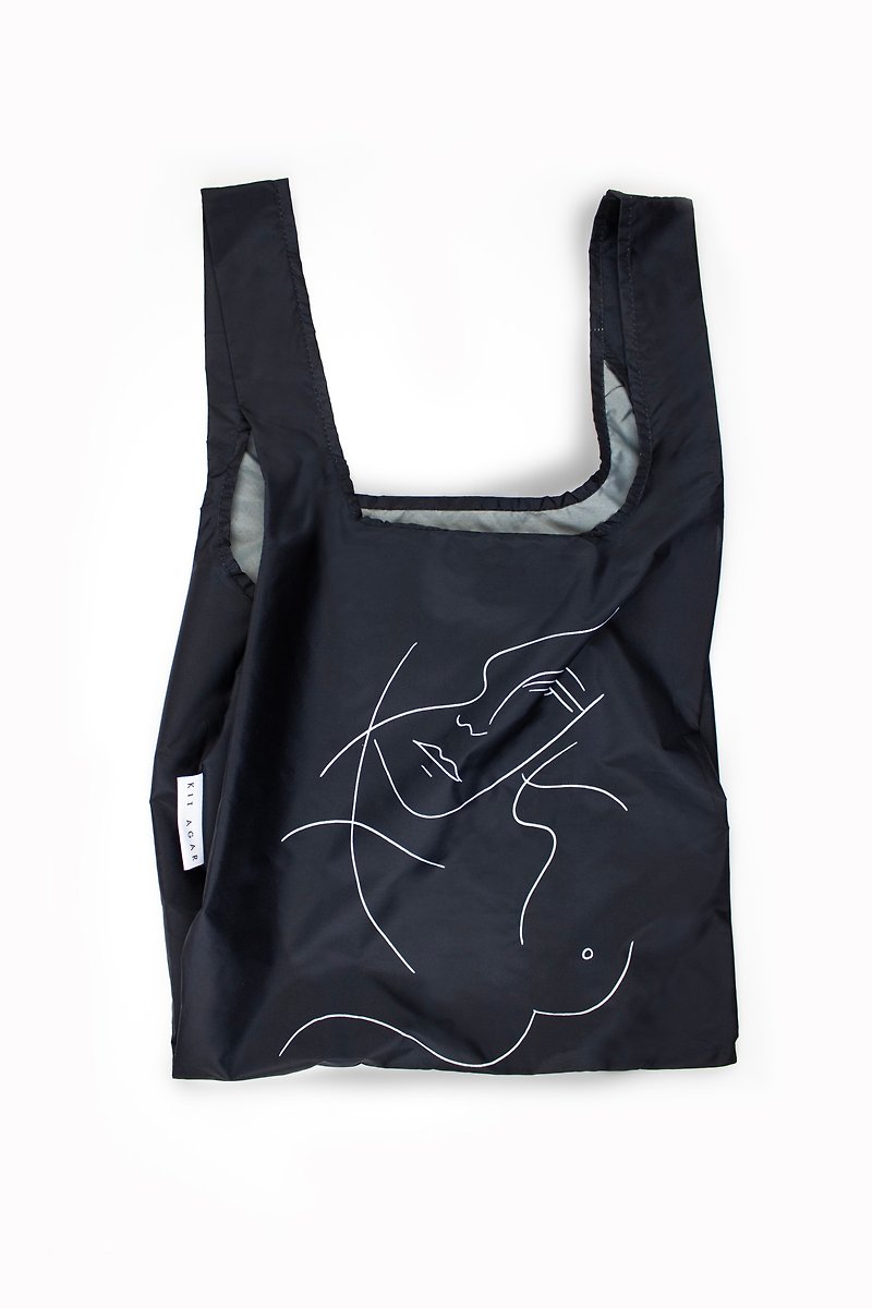 SS23 UK Kind Bag-Environmentally Friendly Storage Shopping Bag-Middle-Kit Agar Joint Name-Elizabeth - กระเป๋าถือ - วัสดุกันนำ้ สีดำ