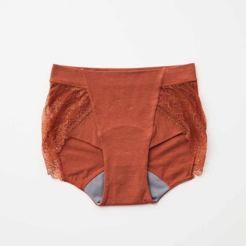 【パッド別売り】ayame　オーガニックコットン　吸水生理パンツ　レース　hiiro - 女內衣褲 - 棉．麻 橘色