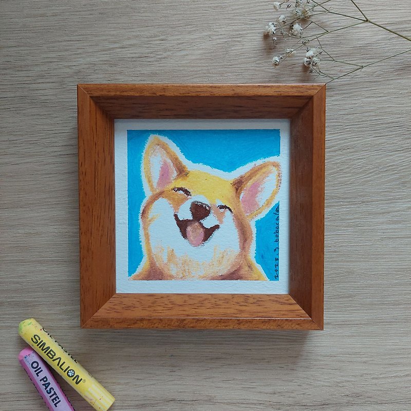 Corgi illustration/dog illustration/pet illustration/pet memorial painting/oil crayon/customer - Customized Portraits - Paper Multicolor