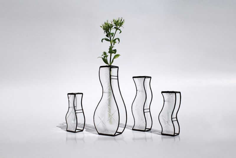 浮波/玻璃試管花器/擺飾/鑲嵌玻璃/十字花 - 擺飾/家飾品 - 玻璃 透明