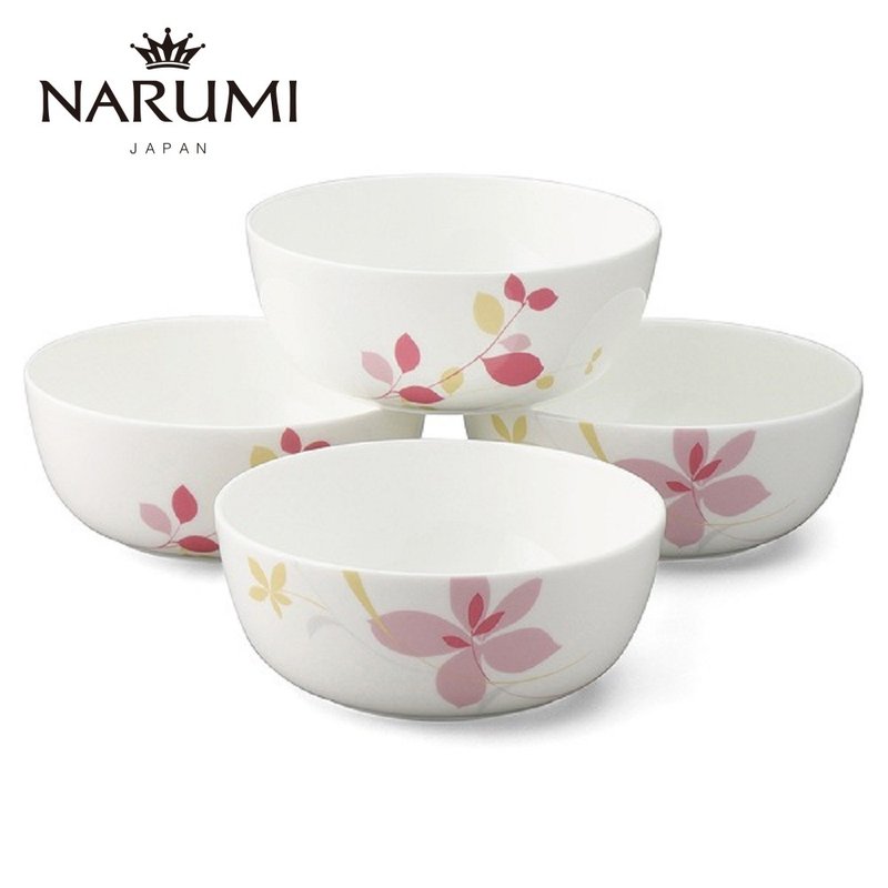 [Lucky Years Limited Edition] Red Flower Bone China (14cm) Soup Bowl Set of 4 - ถ้วยชาม - ดินเผา สึชมพู