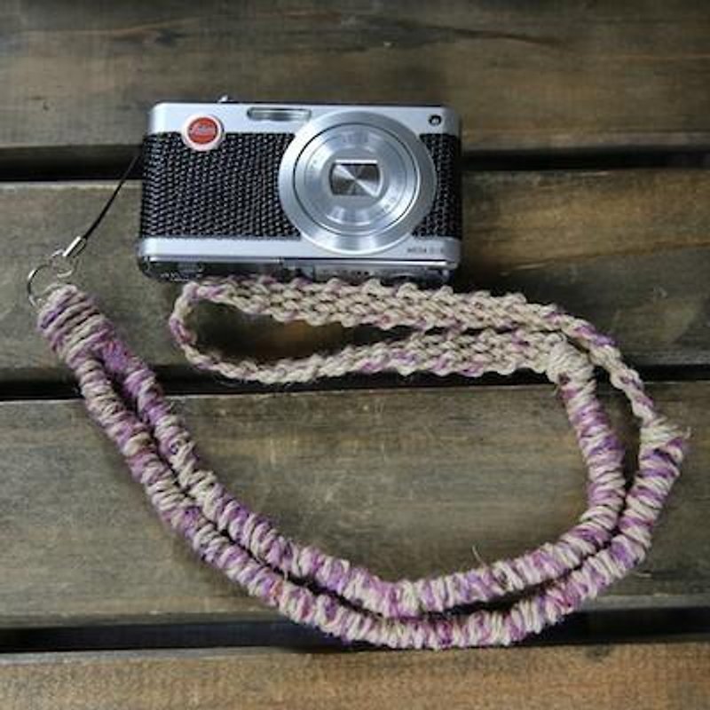 Wool blends silk yarn hemp string neck strap - Other - Cotton & Hemp Purple