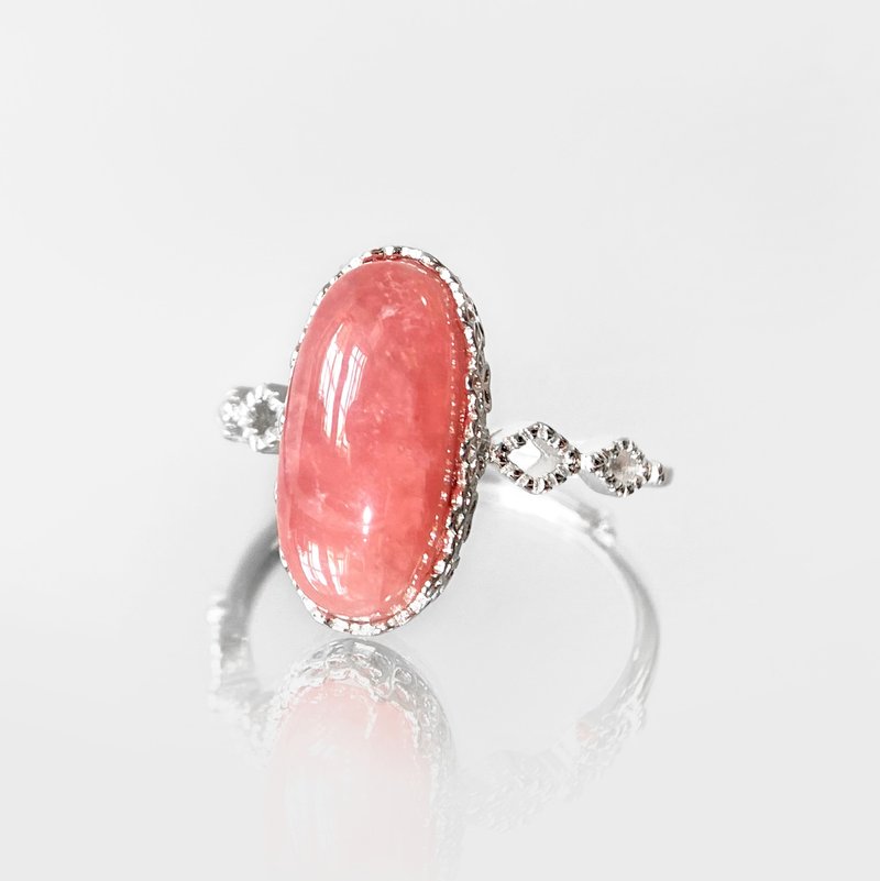 15% off for 2 pieces | Argentine Stone sterling silver ring (ice see-through lace bezel setting) - แหวนทั่วไป - เงินแท้ 