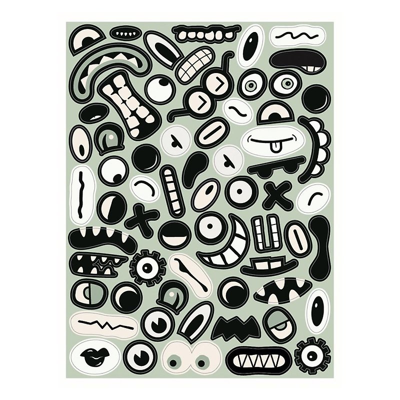 [Fred & Friends] creative sticker with broken eyes and broken mouth - Stickers - Paper Multicolor