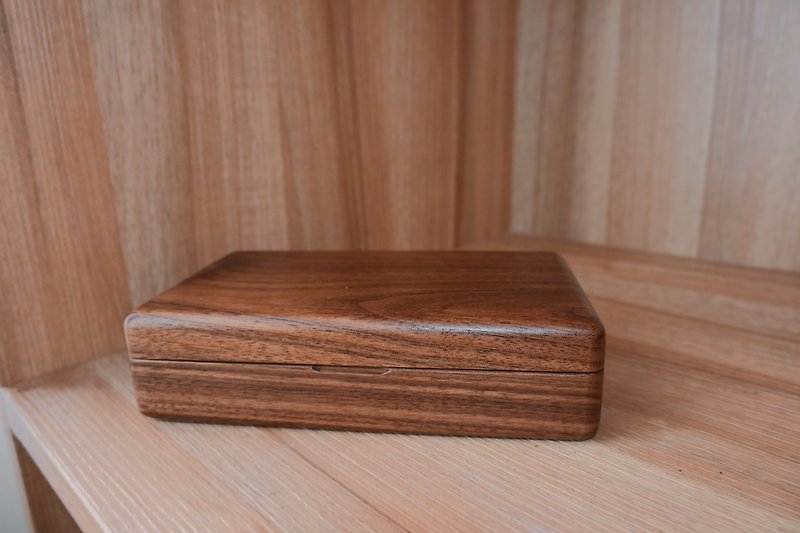 Dark walnut wood jewelry box/with laser engraving service - Storage - Wood Brown