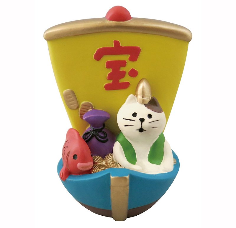 犬日本Decole限定スイングアクセサリーの[2018]年にはフォーチュン三毛猫の宝船をconcombre  - 金障子に - 置物 - その他の素材 多色