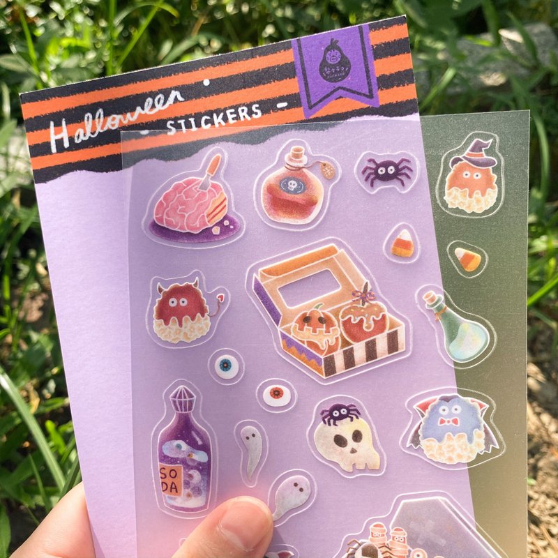 Waterproof illustrated sticker-Halloween - สติกเกอร์ - พลาสติก สึชมพู