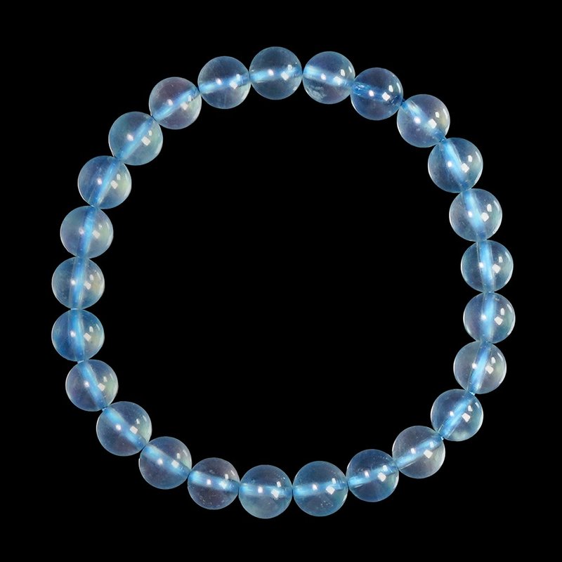 【正佳珠寶】海藍寶 頂級冰質透藍 6.8-7.3mm 海藍寶手珠 - 手鍊/手環 - 半寶石 多色