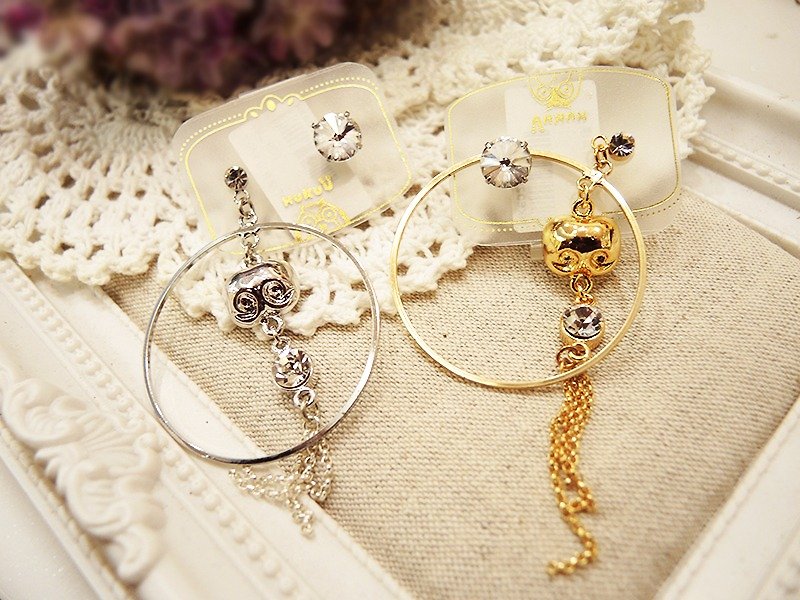 § HUKUROU§Loyal Chung dog series earrings (silver / gold) two colors - ต่างหู - โลหะ 