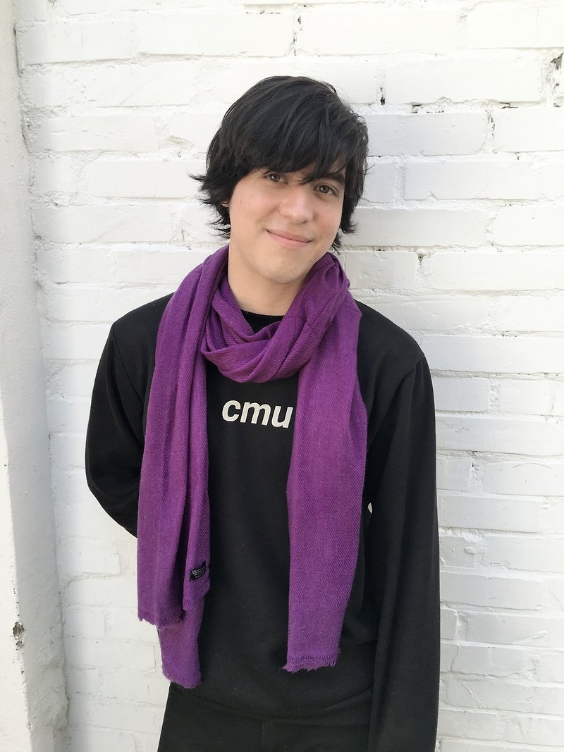 Kashenmier 100% cashmere / pashmina cashmere shawl scarf hand - Mysterious Purple - ผ้าพันคอ - ขนแกะ สีม่วง
