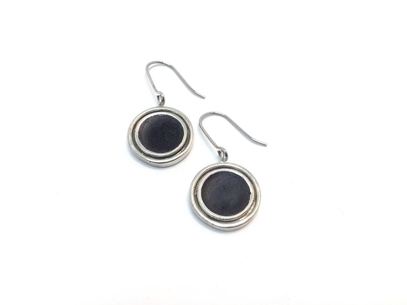 Olinda No. 4 Earrings in Sterling Silver and Matte Enamel (Castle Black) | Olinda