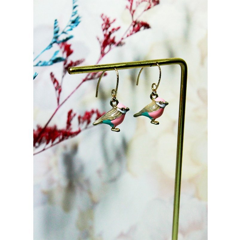 [Earrings/ Clip-On] Colorful Bird Earrings / Adjustable Clip - Earrings & Clip-ons - Other Metals Multicolor