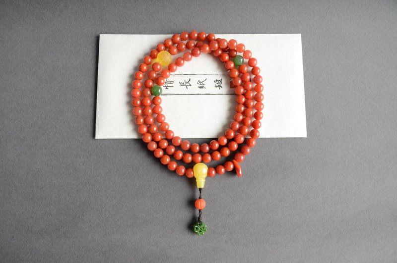 [makeup] natural south red agate 108 beads beads - สร้อยคอ - หยก สีแดง