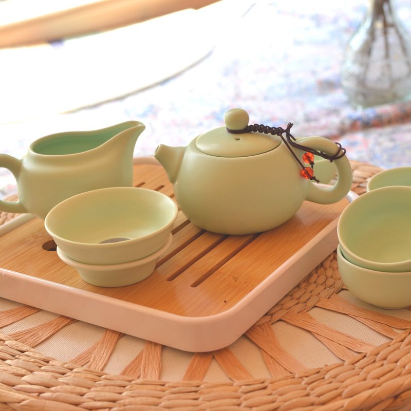 SADOMAIN 仙德曼-定窯茶具套裝旅用12件組 - 茶壺/茶杯/茶具 - 其他材質 綠色